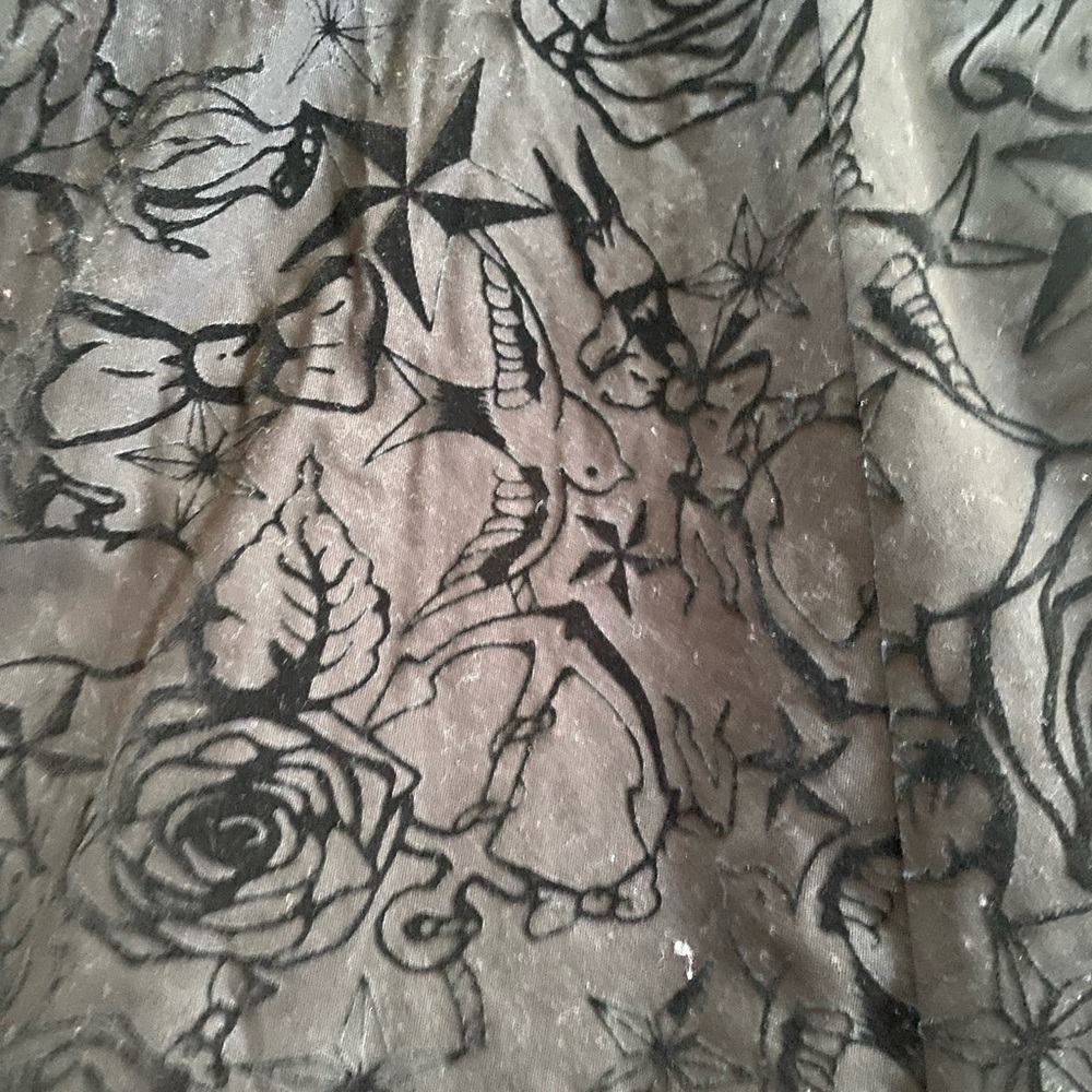 Velvet Burnout Rockabilly Print Corset Ribbon Trimmed Dress Queen Anne Neckline - Picture 7 of 16